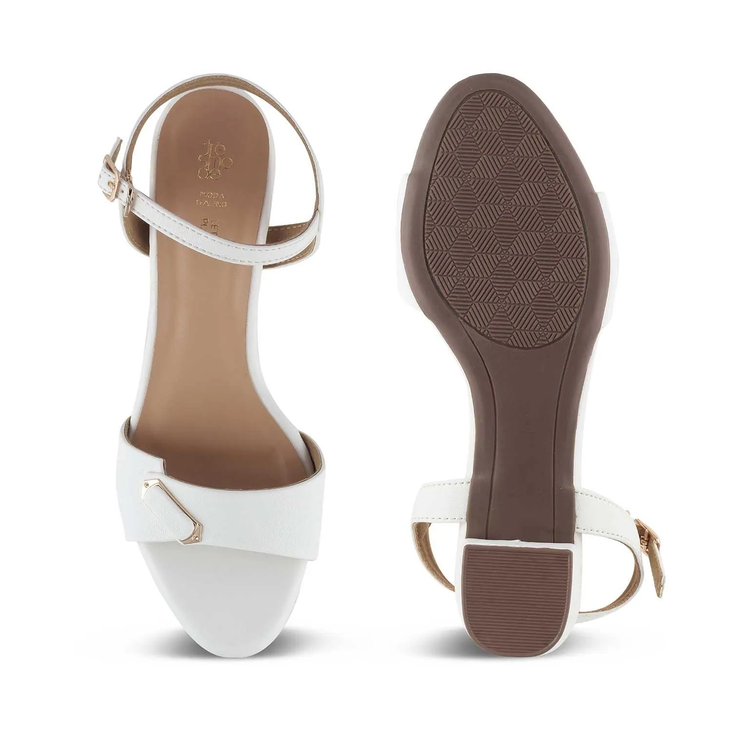 The Maui White Women's Dress Block Heel Sandals Tresmode