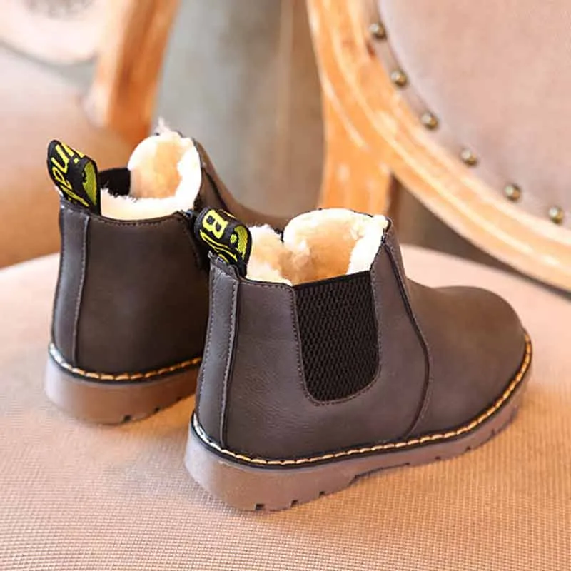 Toddler Girl Stylish Zipper and Mesh Design Solid Fleece-lining Boots