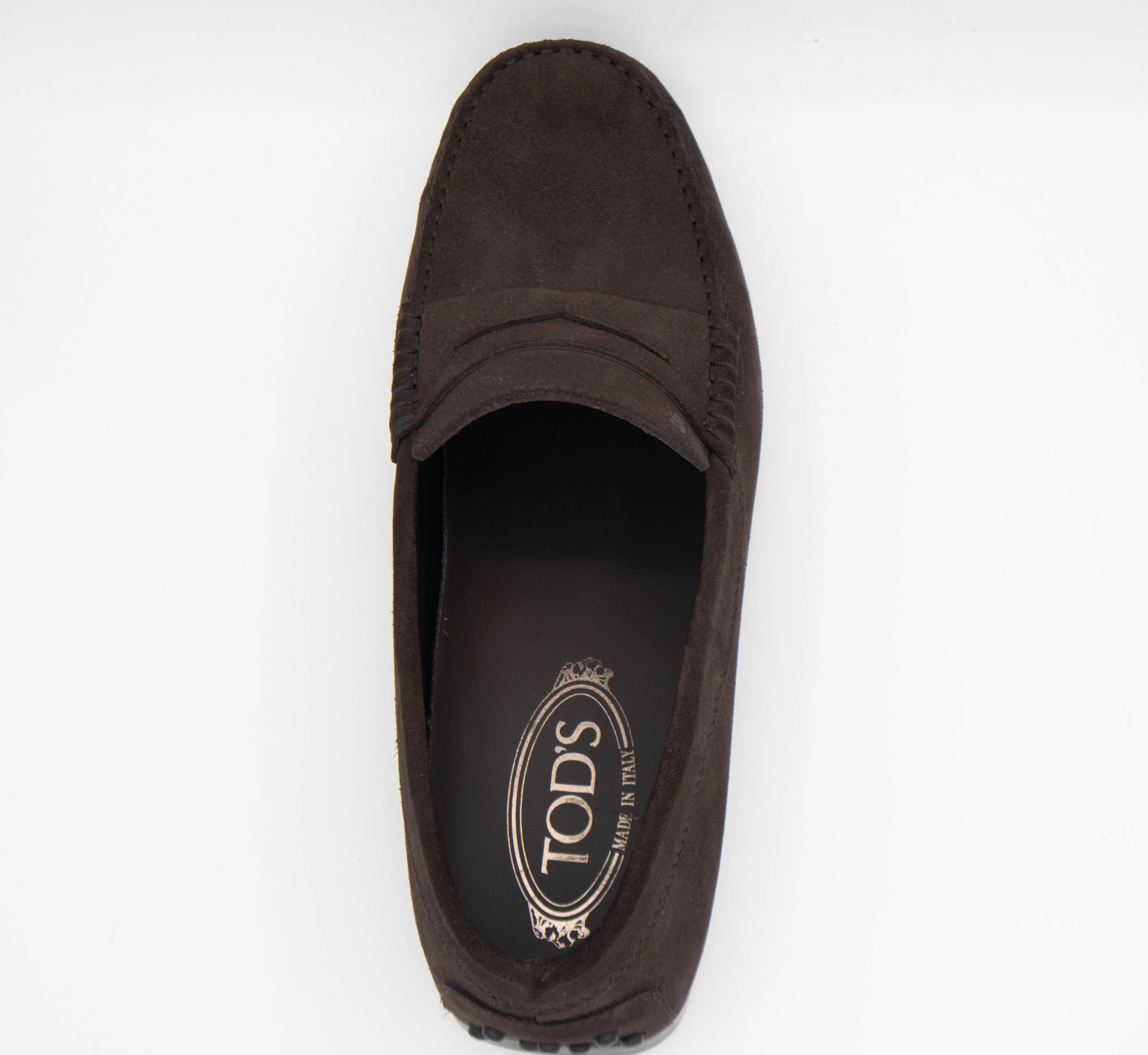 Tods Mens Suede Leather Loafers in Dark Brown