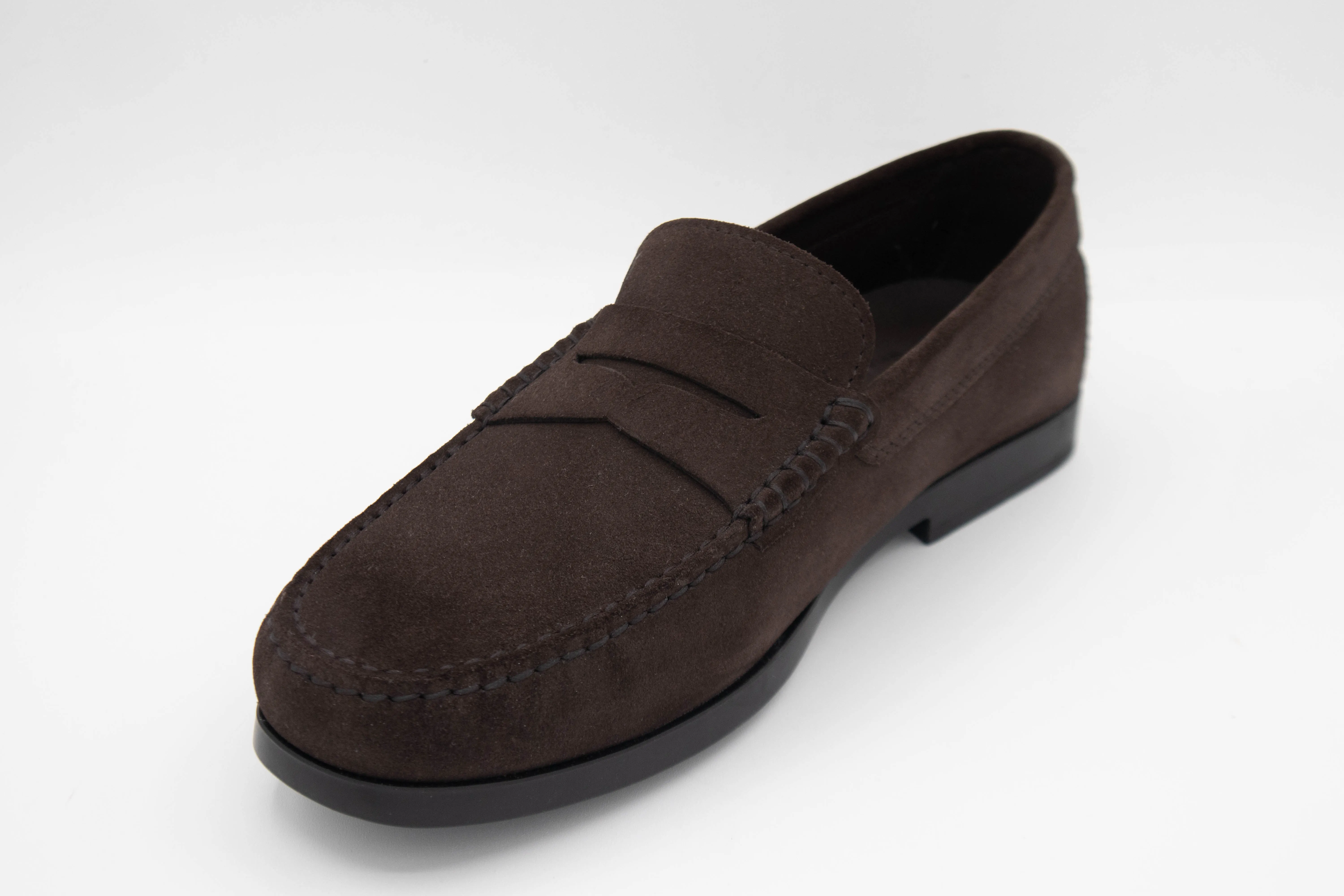 Tods Mens Suede Leather Loafers in Dark Brown