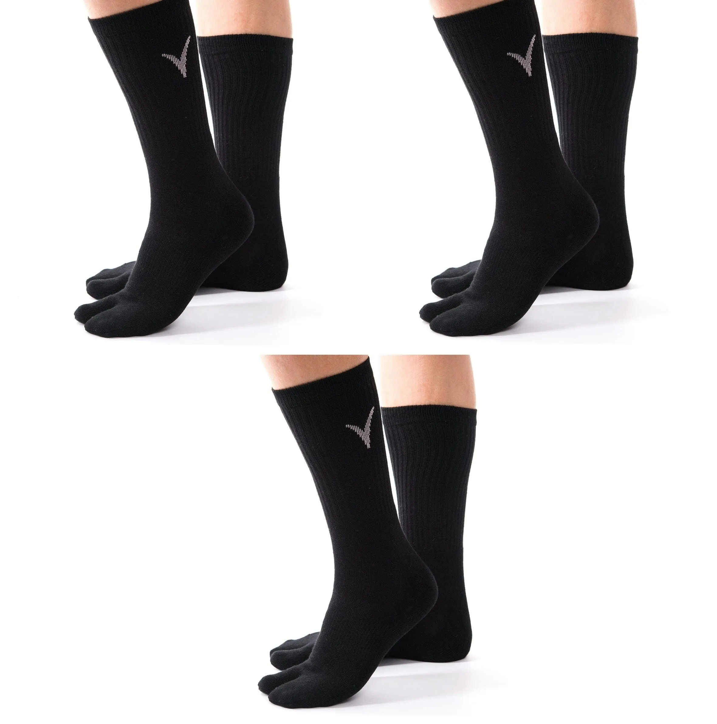 V-Toe Socks, Inc Unisex Casual Black Solid Socks (3 Pairs)