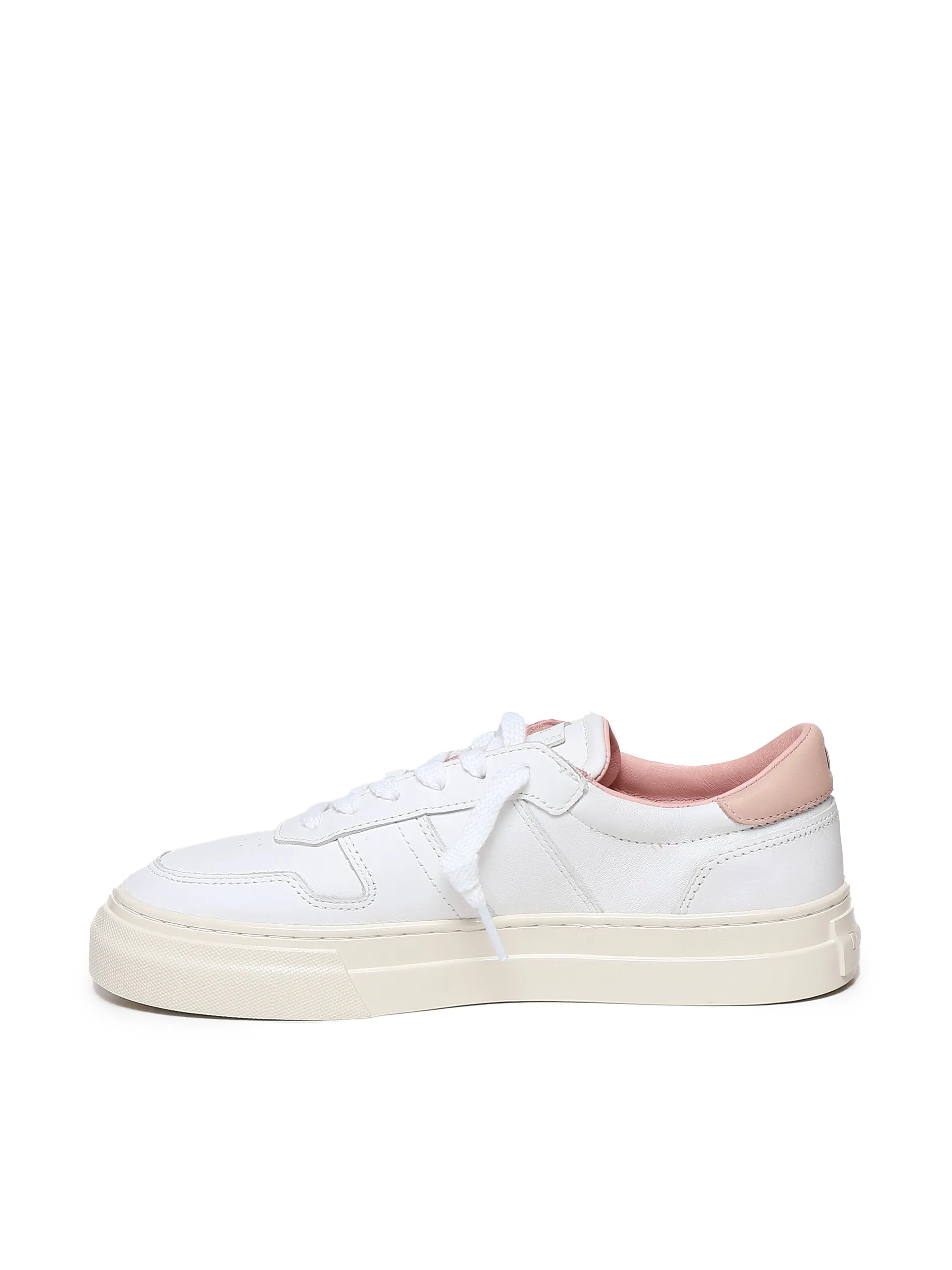 White and Pink Leather Sneakers for Women