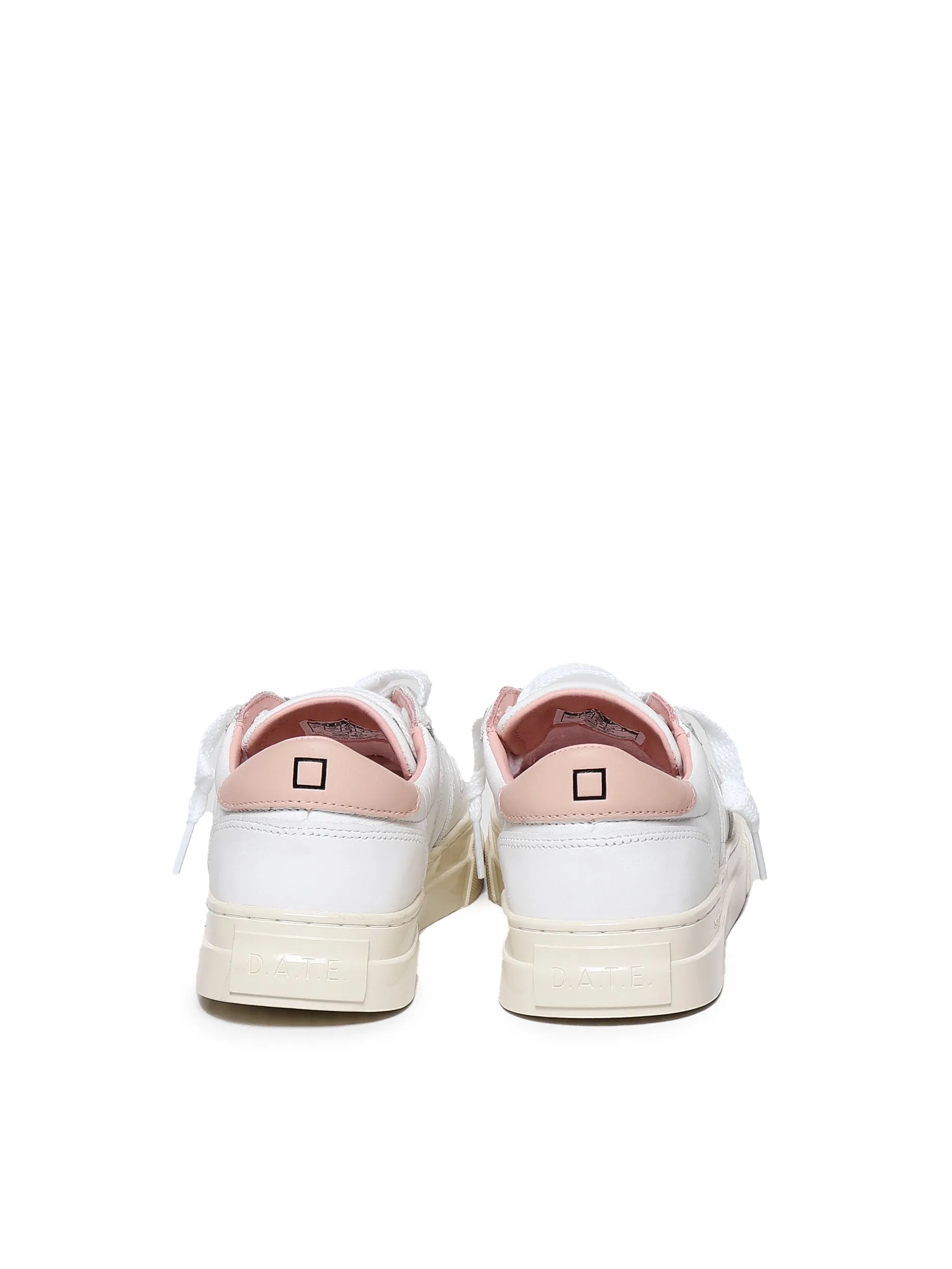 White and Pink Leather Sneakers for Women