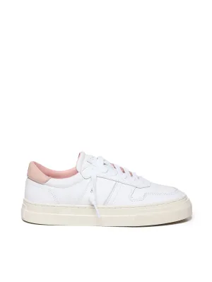 White and Pink Leather Sneakers for Women