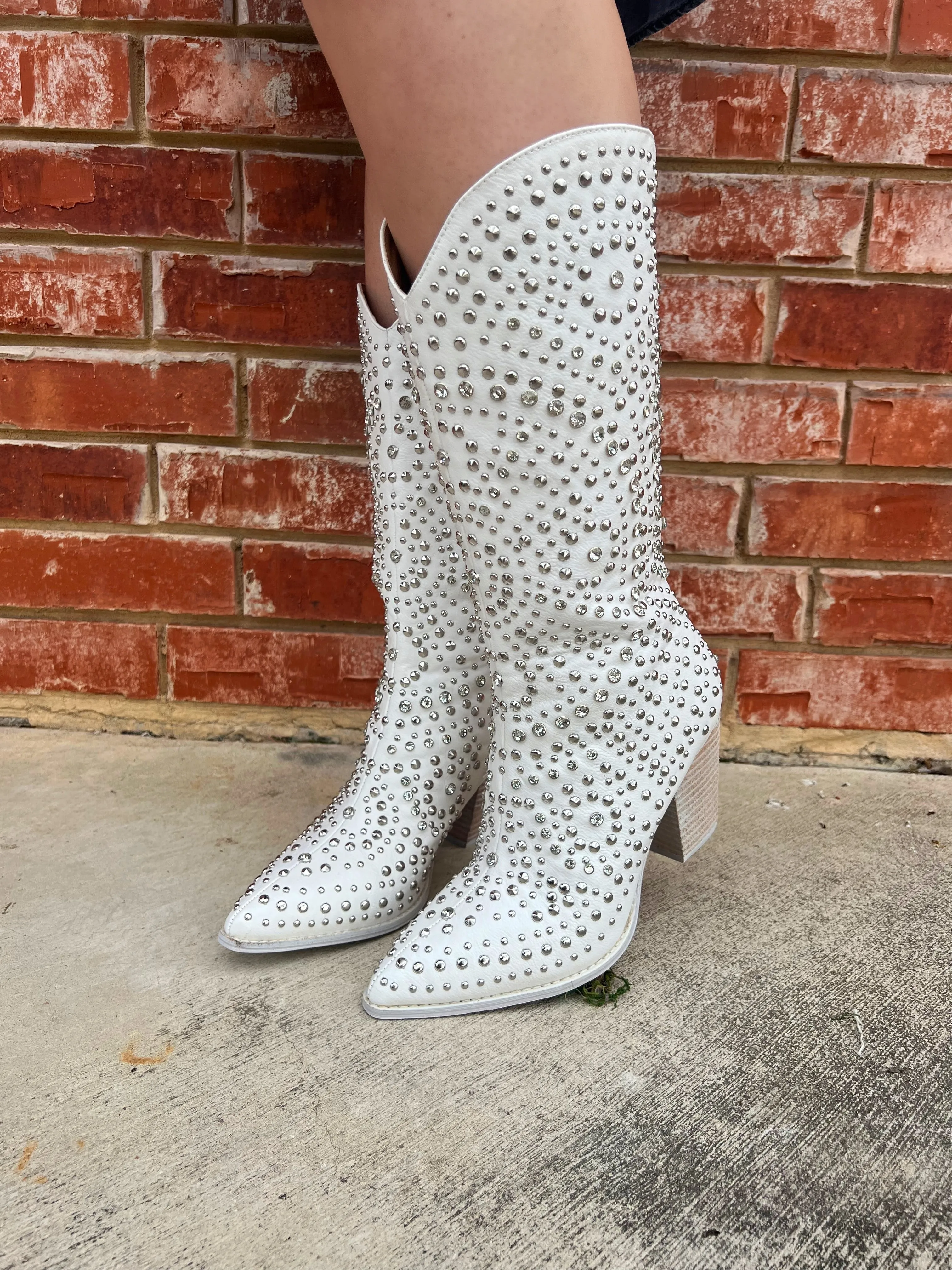 White Studded Boots