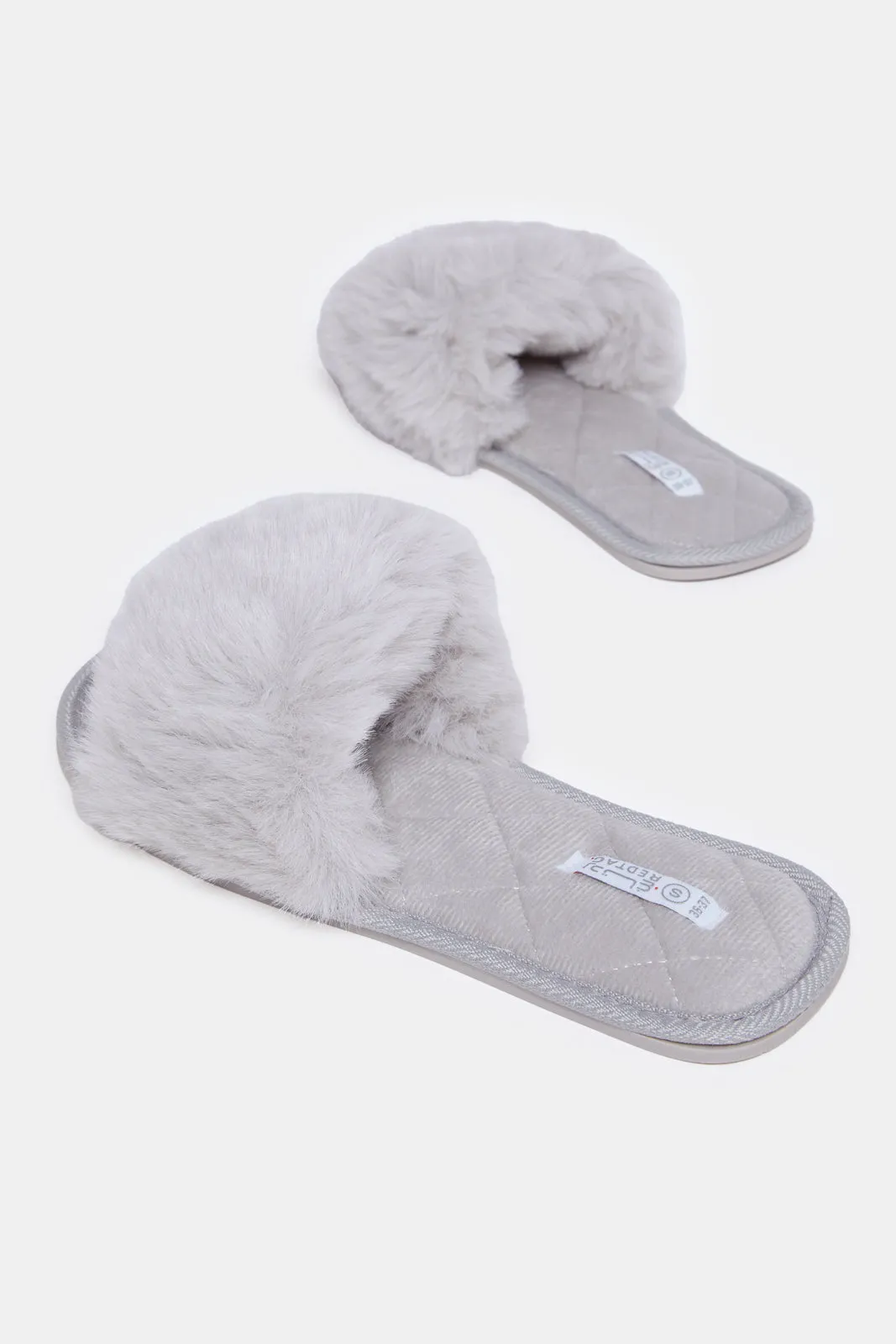 Women Grey Fur Slipper