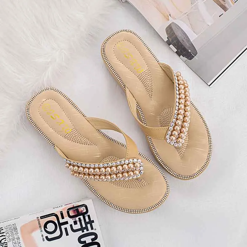 Women Sandals Casual Flat T-Strap Comfortable Flip Flops Beach Shoes