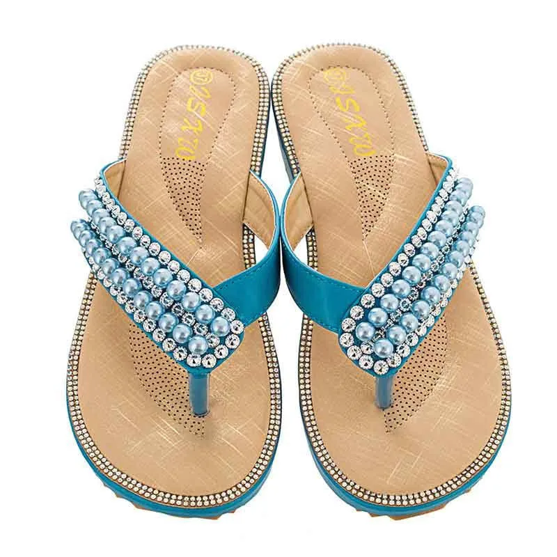 Women Sandals Casual Flat T-Strap Comfortable Flip Flops Beach Shoes