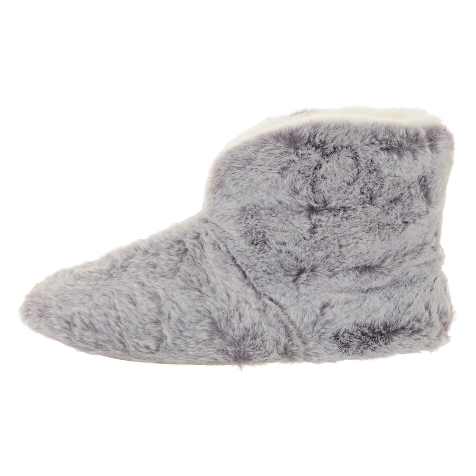 Womens Bootie Slippers Luxury Grey Faux Fur Non Slip - Orla