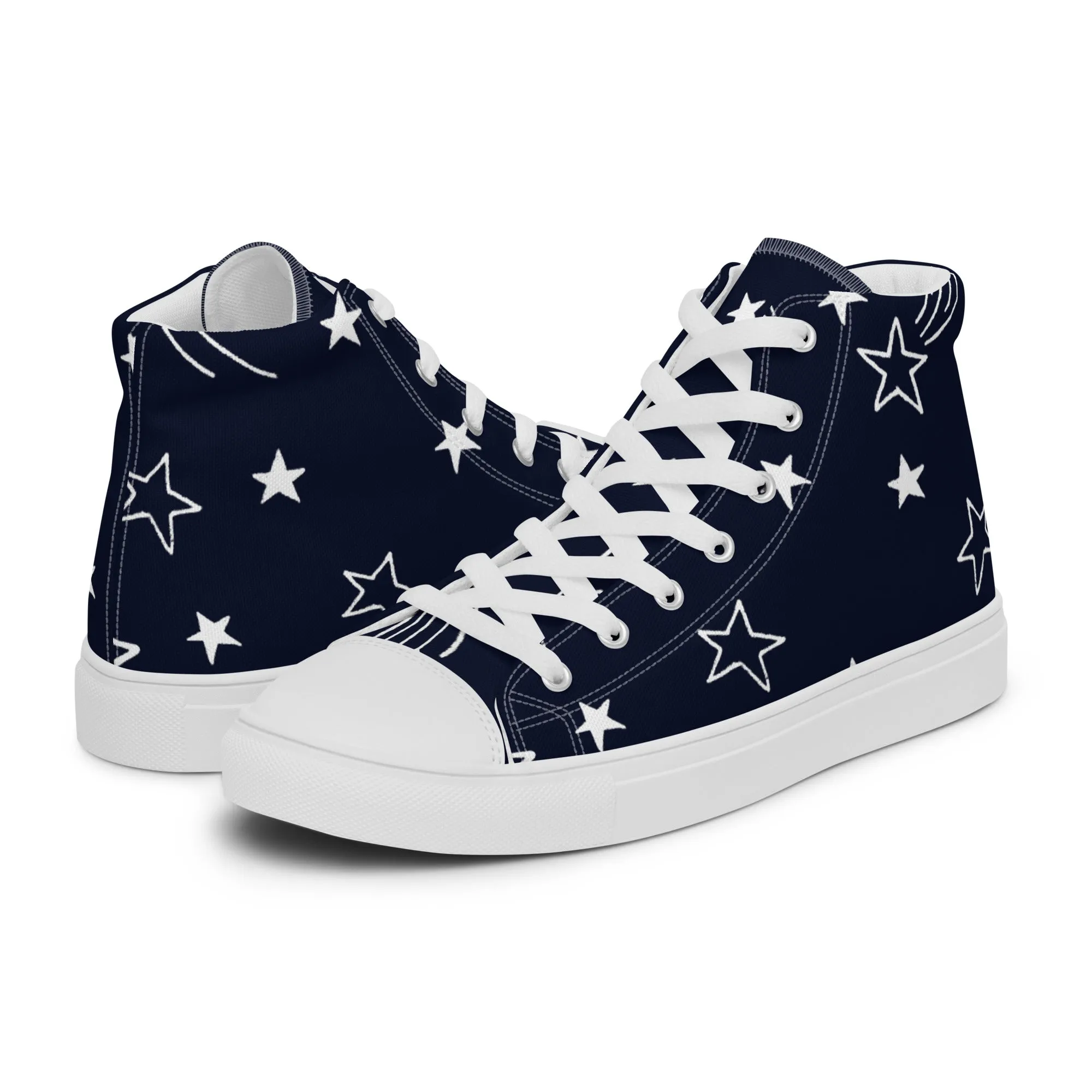 Women's High Top Canvas Shoes with Playful Star Design