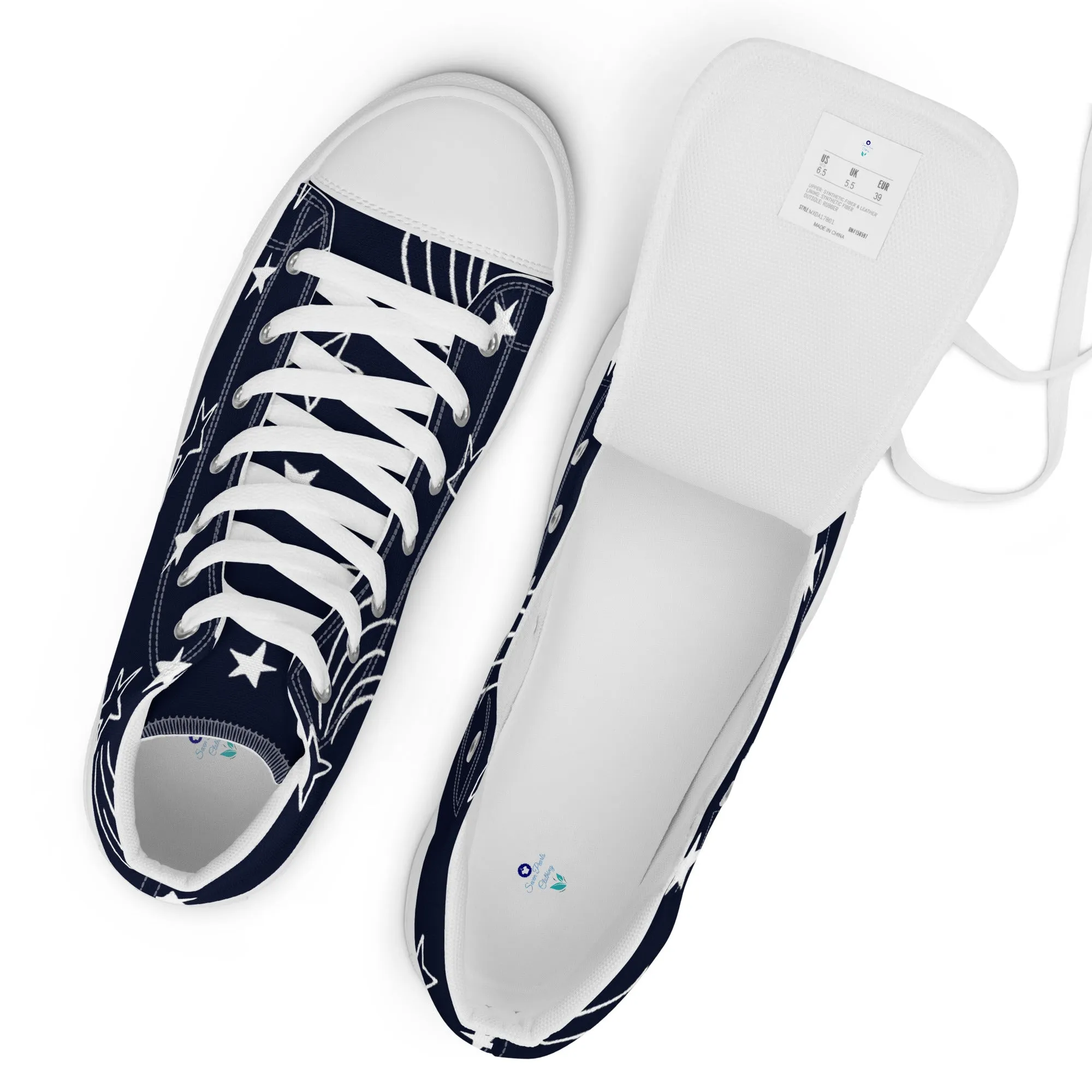 Women's High Top Canvas Shoes with Playful Star Design