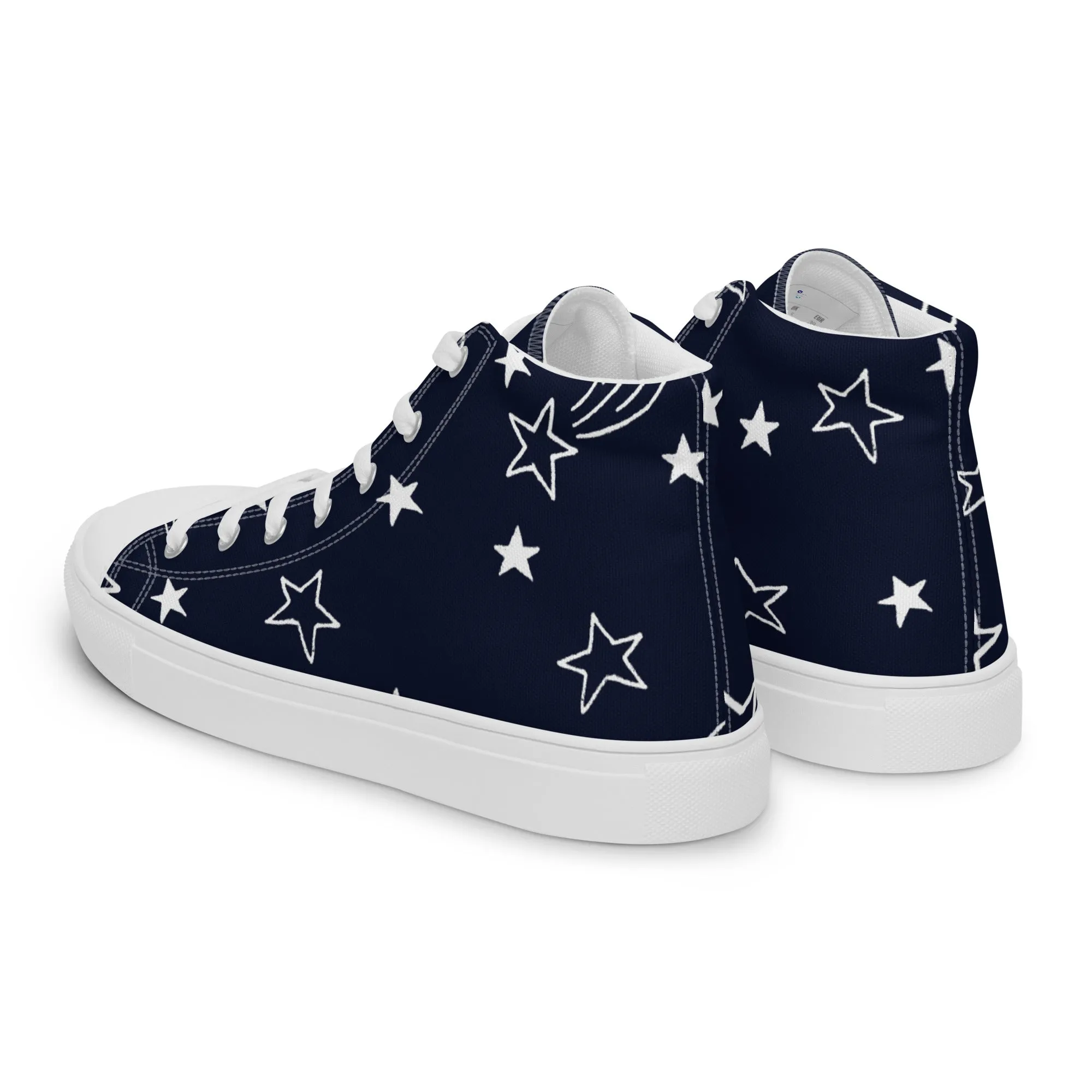 Women's High Top Canvas Shoes with Playful Star Design