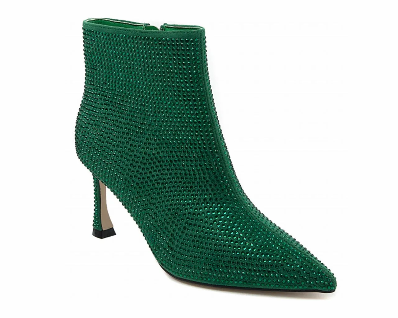 Women's Ideal Shoes 3671 Crystals Ankle Boots Green