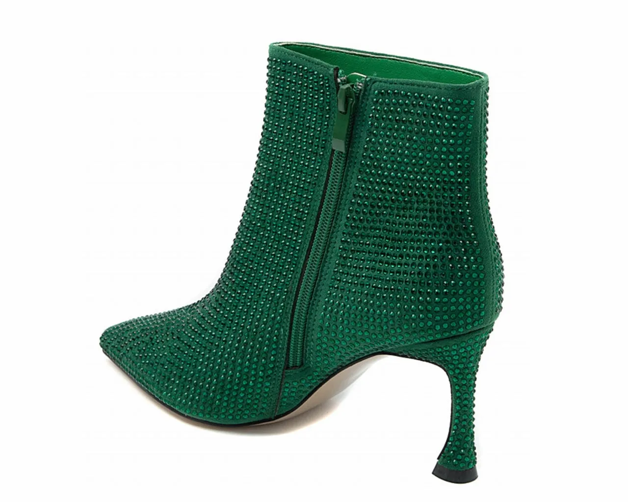 Women's Ideal Shoes 3671 Crystals Ankle Boots Green