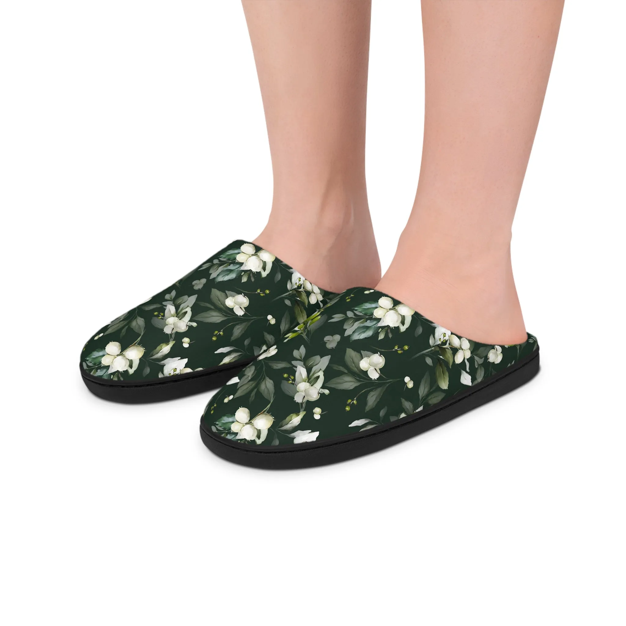 Women's Indoor Slippers - Christmas Mistletoe Botanicals Collection